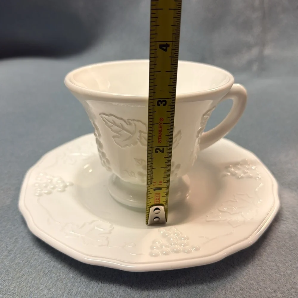 Indiana Glass Colony Harvest White 2-Cups and 2-Saucers (Two Sets)
